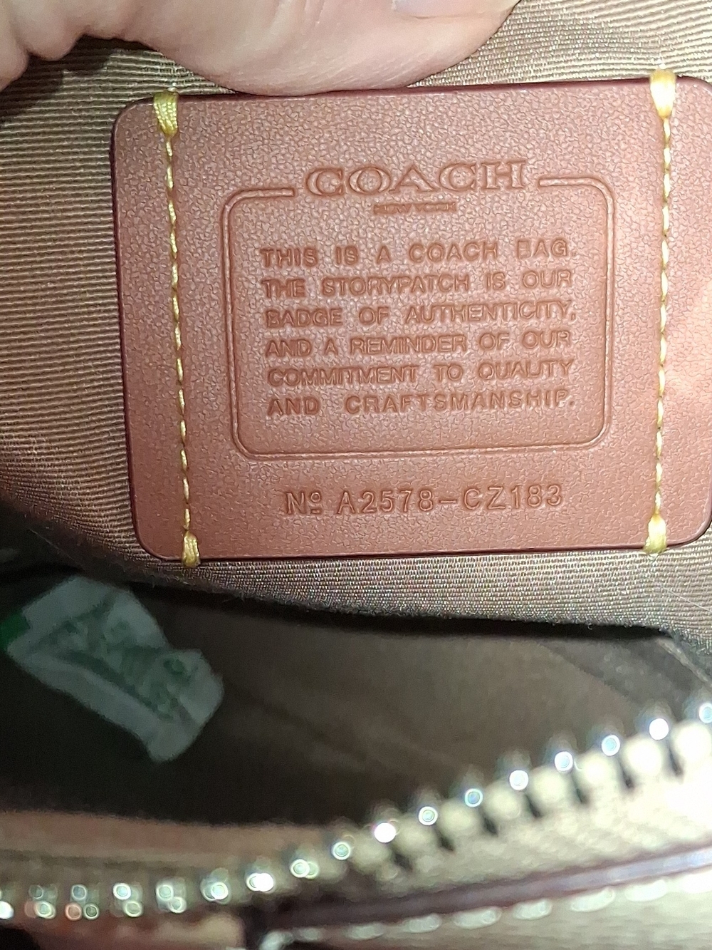 Coach Signature Ellie File Canvas and Leather Shoulder Bag in Khaki - Picture 13 of 14